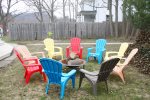 Fire pit with fun chairs to hang out and make s`mores
